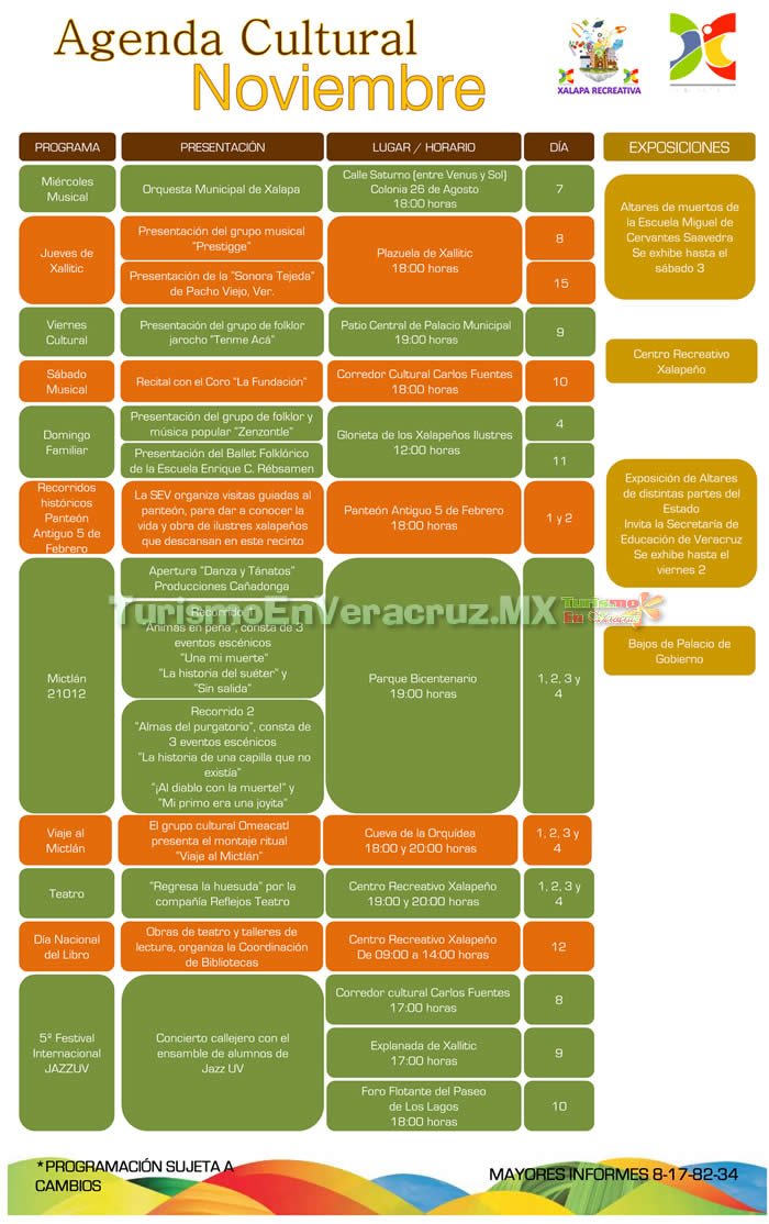 Eventos Culturales y Artísticos En Xalapa Noviembre 2012