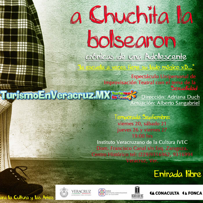 Invita IVEC al estreno teatral A Chuchita la bolsearon: crónicas de una adolescente