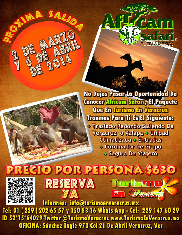 Vamos a Africam Safari Este 2 De Marzo y 6 De Abril Saliendo De Veracruz, Cardel y Xalapa