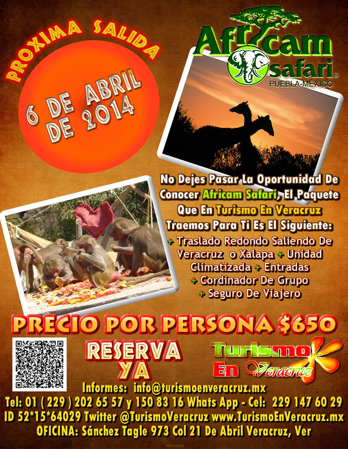 Vamos a Africam Safari Este 6 De Abril Saliendo De Veracruz, Cardel y Xalapa