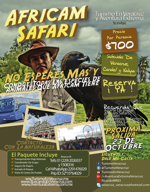 #Excursión a #AfricamSafari Este 23 De Octubre Saliendo De #Veracruz y #Xalapa